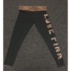Victoria's Secret PINK Size Large Leopard Fold Over Print Leggings
